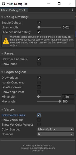 Vista previa de Mesh Debug Tool