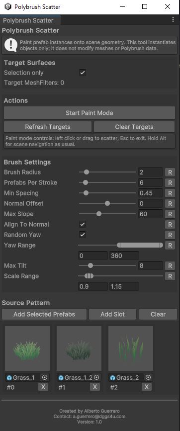 Vista previa de Polybrush Scatter Tool